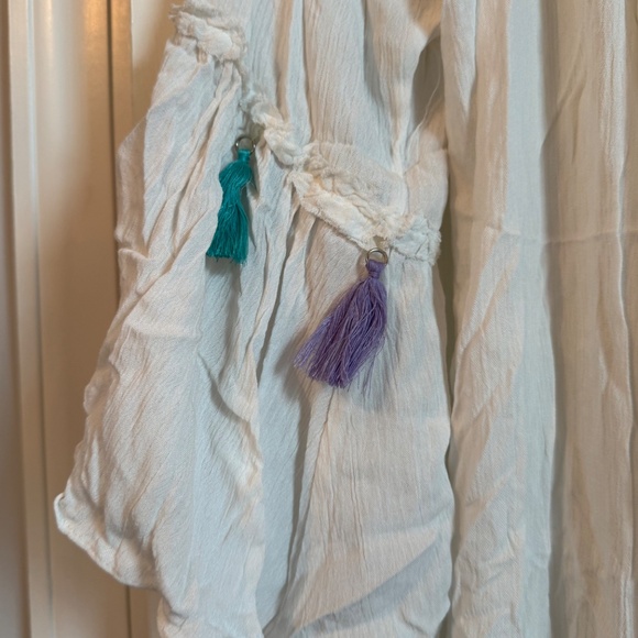 Surf Gypsy White Tassel off Shoulder Cover Up Dress MEDIUM - Picture 11 of 15